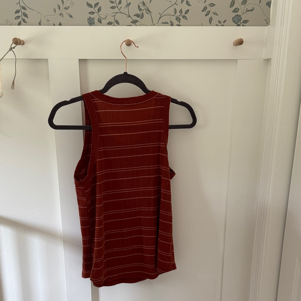 Women's Ribbed Stripe Tank Top - Rust - Picture 3 of 3